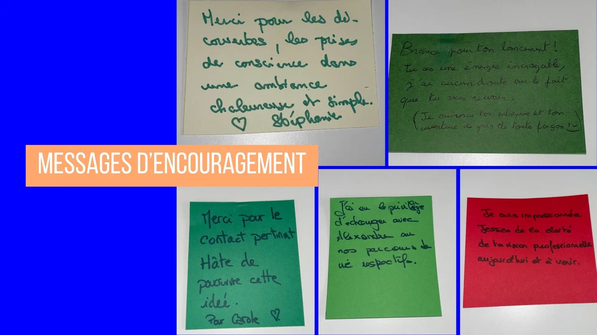 Messages entre entrepreneurs participant à l'atelier 1